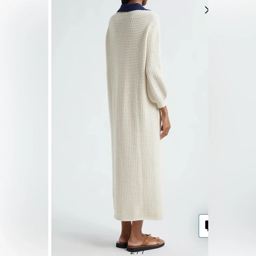 NWT Staud IVORY/NAVY ALTEA MIDI DRESS Size XS - Picture 4 of 11